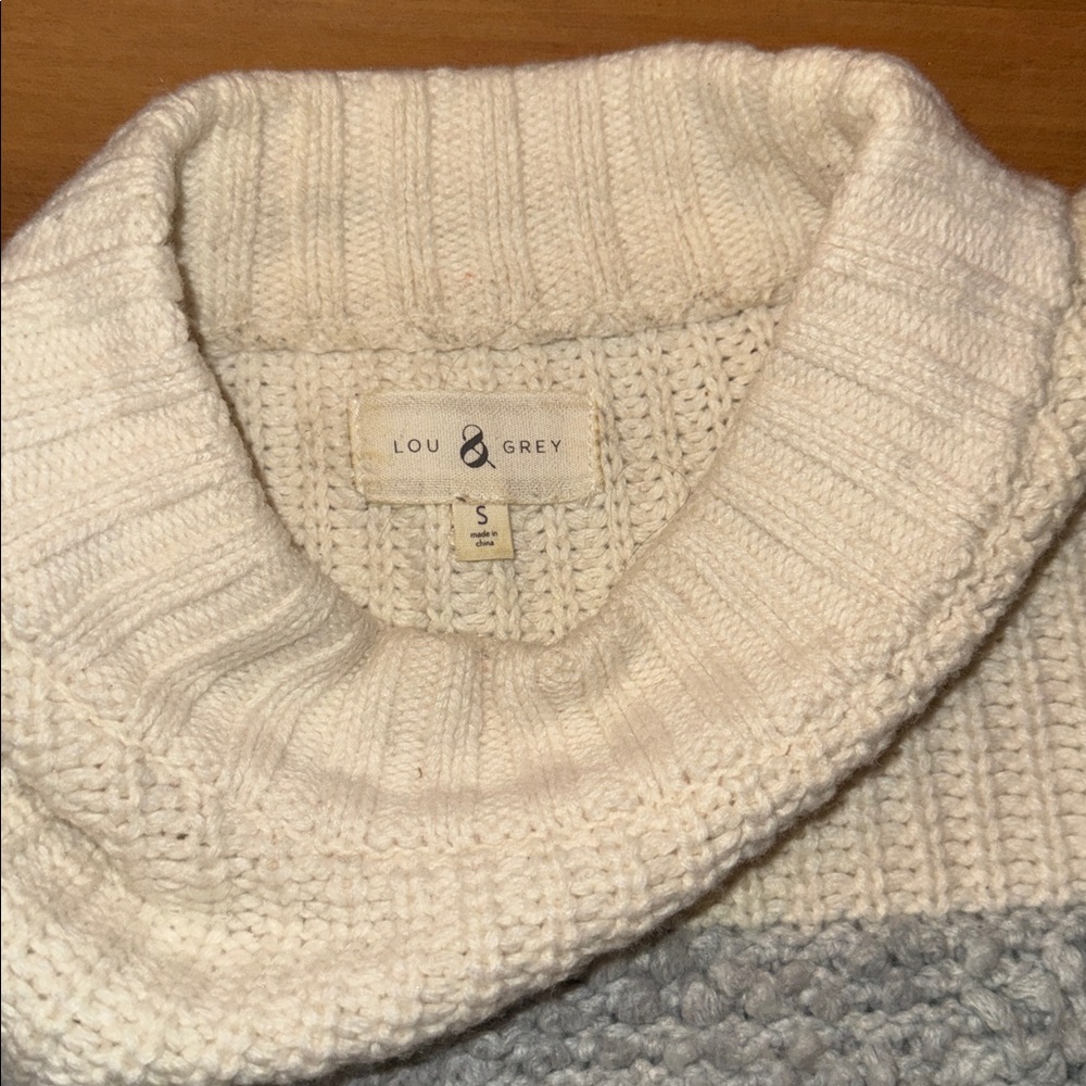 Lou & Grey Cream And Gray Knit Sweater - image 3